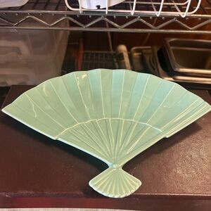 FF Mint Green Fan-Shaped Decorative Plate